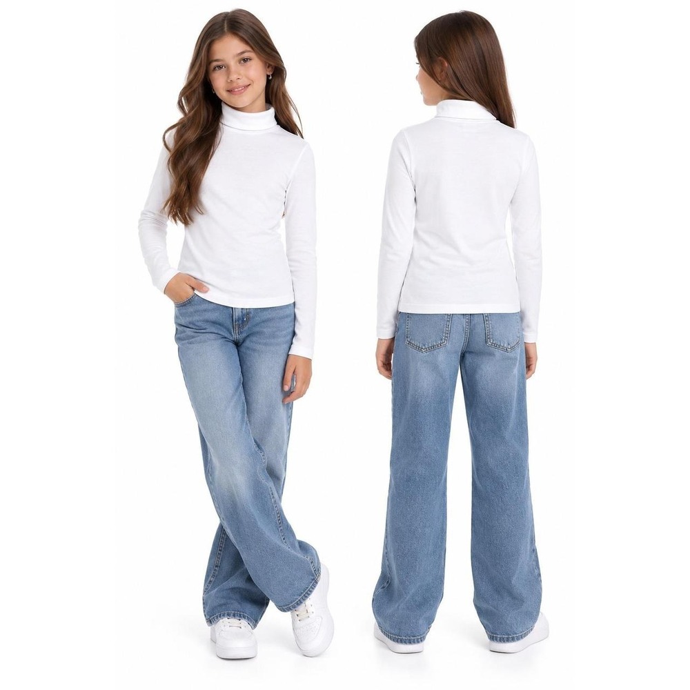 Big Girl Turtleneck by High 5 White 100% Cotton Size 12-14 High5 New With Tags